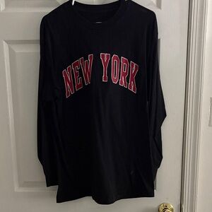 Brandy Melville Black Long Sleeve Tee with Red Print
